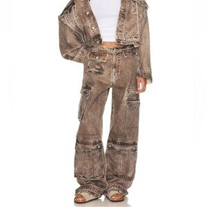 NWT Revolve GRLFRND Brown Cargo Women denim Jeans